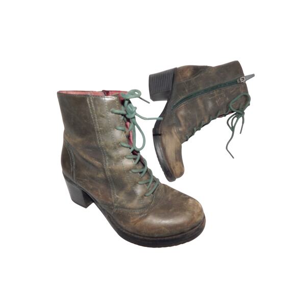 Dansko Ames Women Size 36 Olive Green Leather Lace up Zip Ankle Boots - Picture 1 of 6